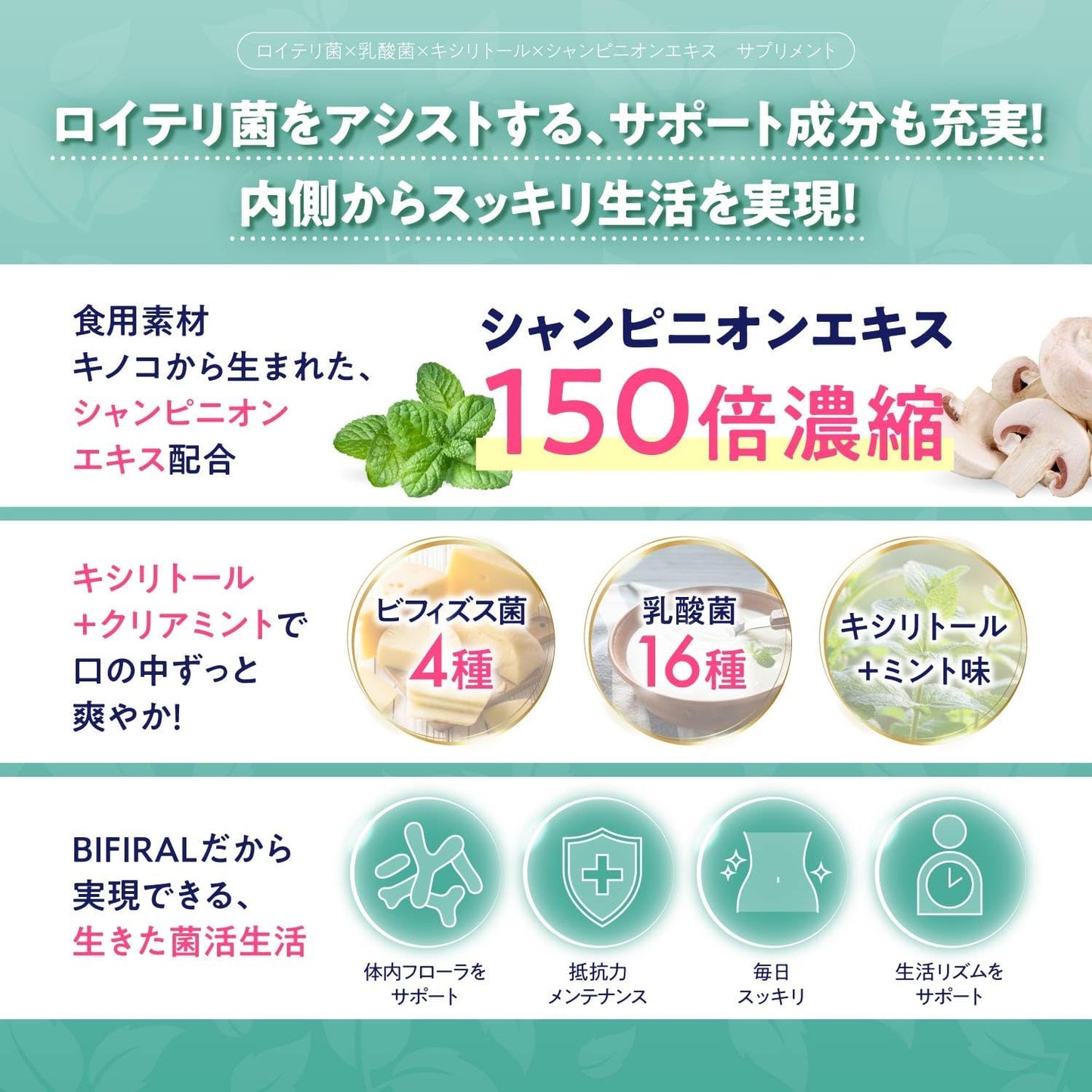 คุณภาพ BIFIRAL (ไบฟิลาร์) Probiotic เม็ดอม โพรไบโอติก สุขภาพภายในช่องปากและลำไส้ ทานง่าย หอมสดชื่น (สำหรับ 30 วัน)